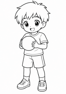 Anime-Junge hält einen einfachen Ball