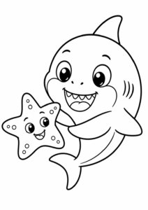 Babyhai spielt mit einem Seestern
