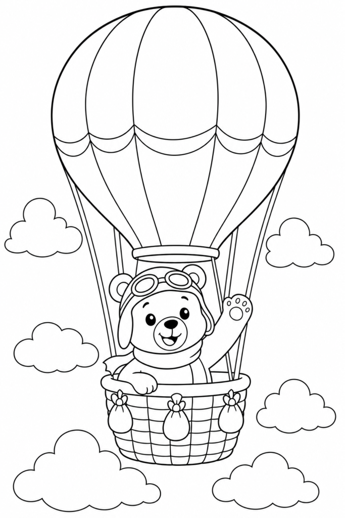 Bär im Heißluftballon