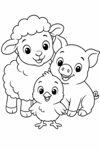 Bauernhof-Baby-Tiere Ausmalbild