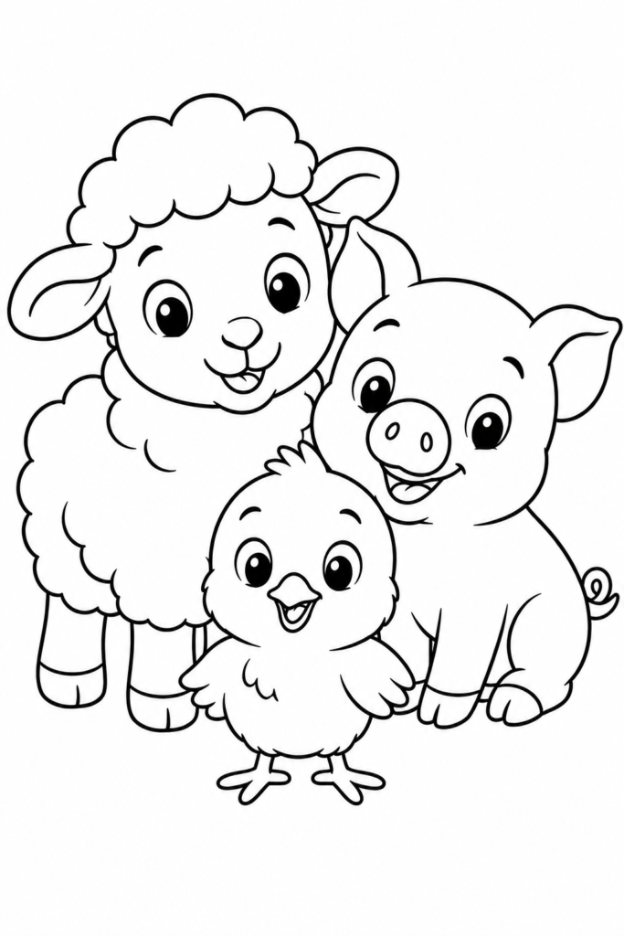 Bauernhof-Baby-Tiere Ausmalbild