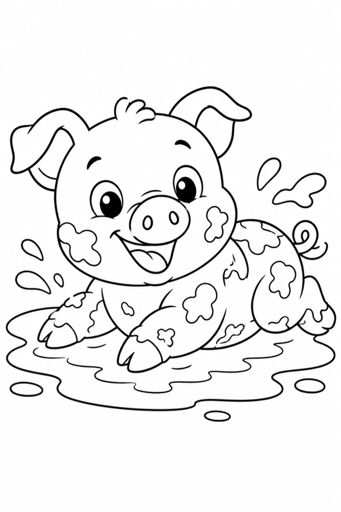 Süßes Ferkel Ausmalbild für Kinder