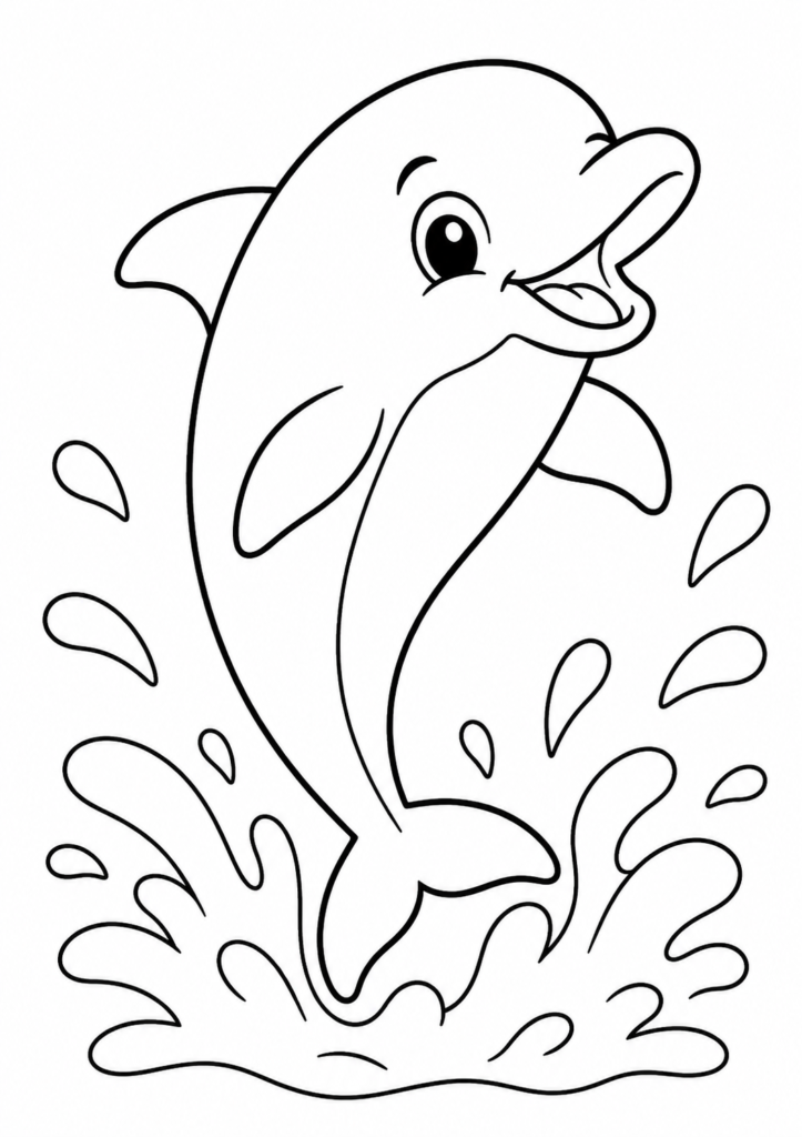 Fröhlicher Delfin springt aus dem Wasser
