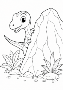 Compsognathus hinter Felsen