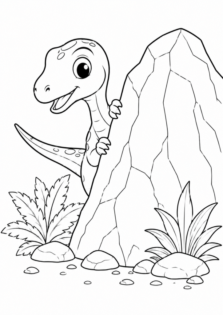 Compsognathus hinter Felsen