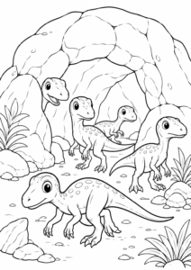 Kleine Dinos erkunden Höhle
