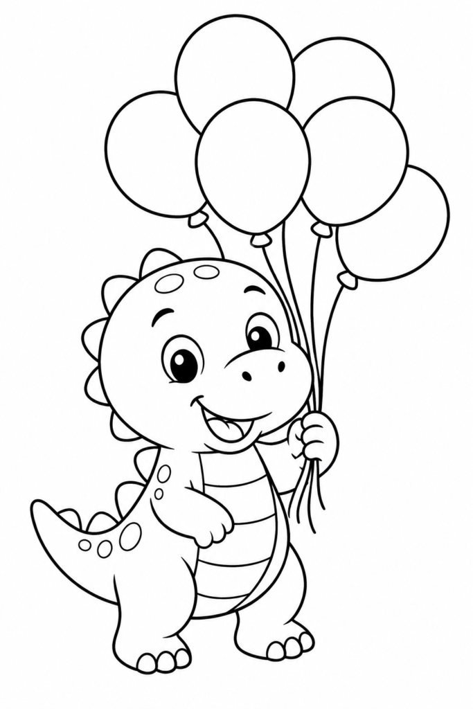Dinosaurier mit Luftballons