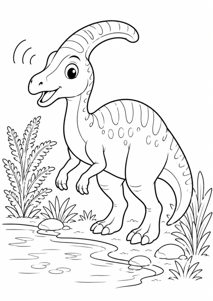 Parasaurolophus am Teich