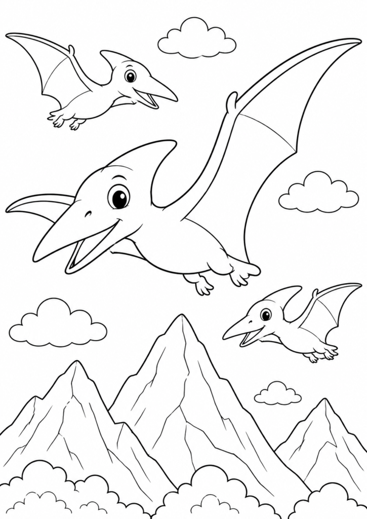 Pterodactylus fliegt über Berge