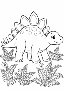Stegosaurus im Farnfeld