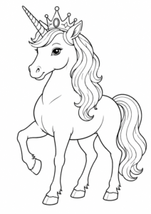 Einhorn mit Krone Ausmalbild