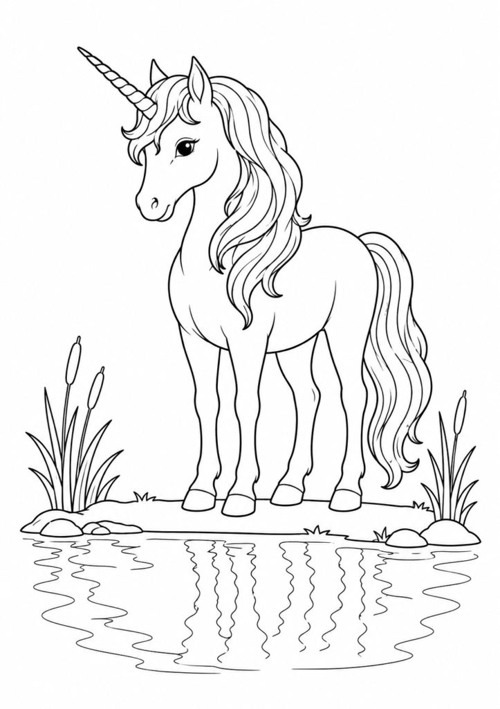 Einhorn am See Ausmalbild