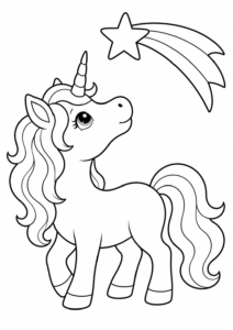 Einhorn und ein Sternschnuppe