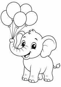 Fröhlicher Elefant mit bunten Ballons