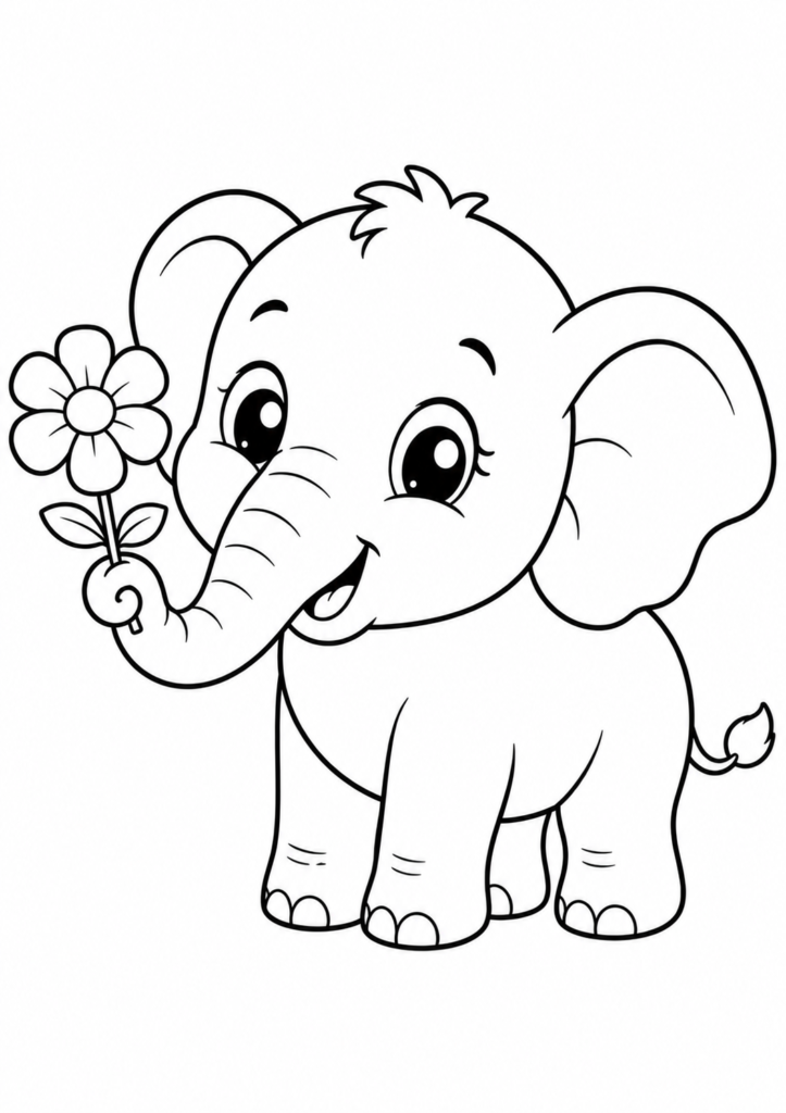 Elefant mit einer wunderschönen Blume