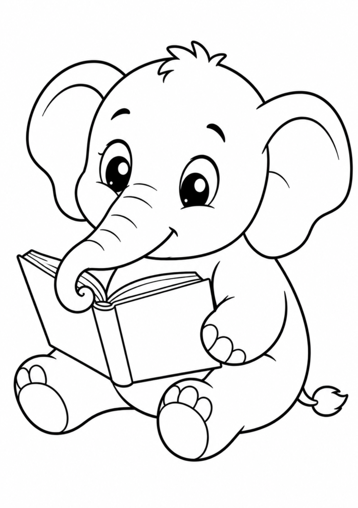 Ein kluger Elefant liest ein Buch