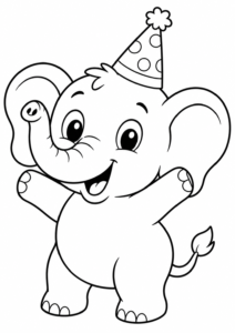 Elefant feiert Geburtstag mit Partyhut