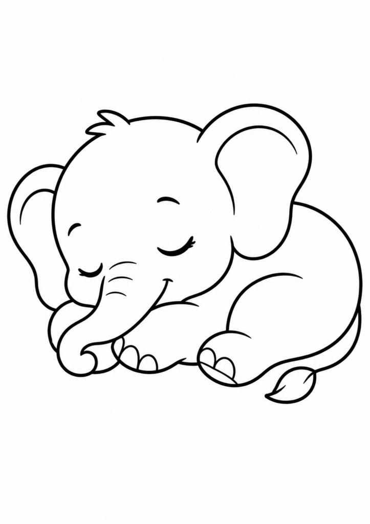 Ein süßer Baby-Elefant schläft friedlich
