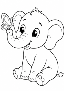 Elefant freundet sich mit einem Schmetterling an