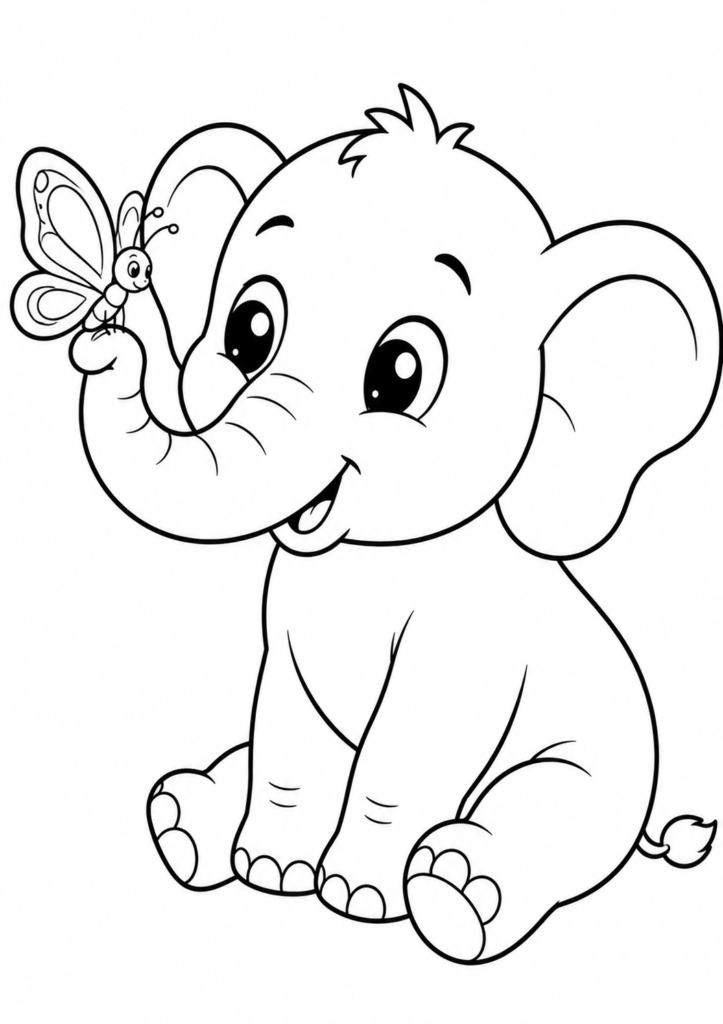 Elefant freundet sich mit einem Schmetterling an