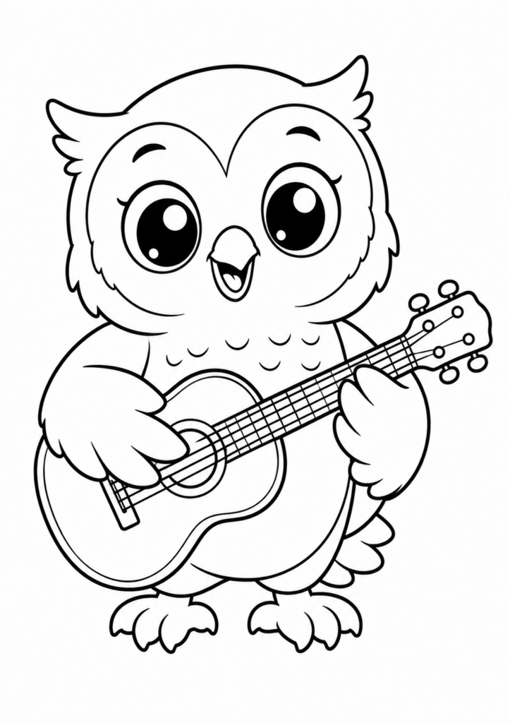 Musikalische Eule spielt Gitarre