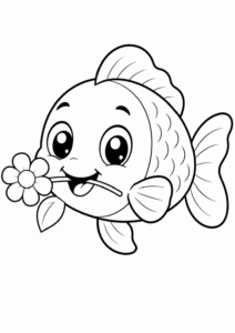 Ein Fisch mit Blume im Maul