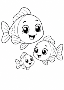Glückliche Fischfamilie unter Wasser