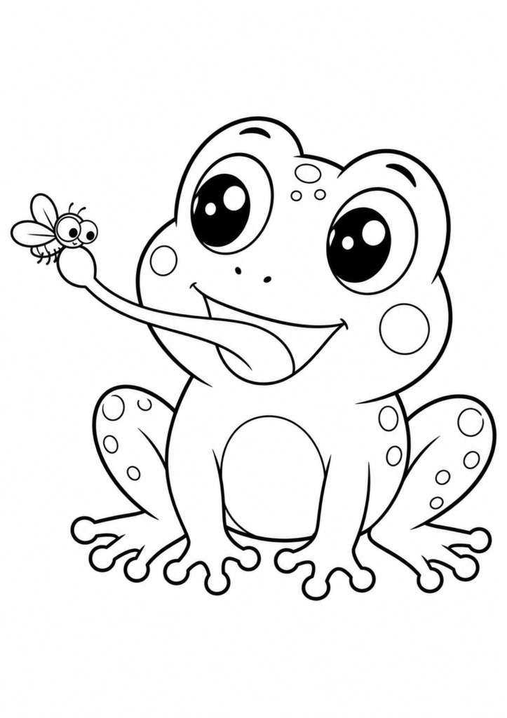 Babyfrosch fängt eine Fliege