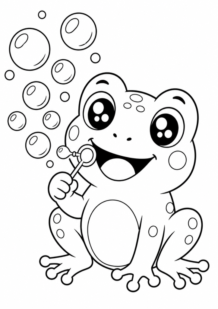 Frosch bläst Seifenblasen