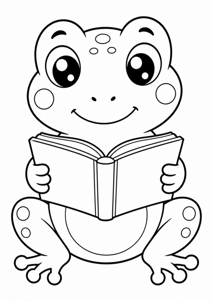 Lesender Frosch mit Buch