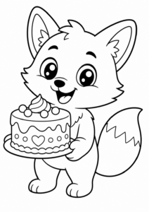 Backender Fuchs mit einem leckeren Kuchen