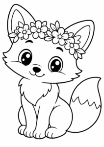 Fuchs mit einem wunderschönen Blumenkranz