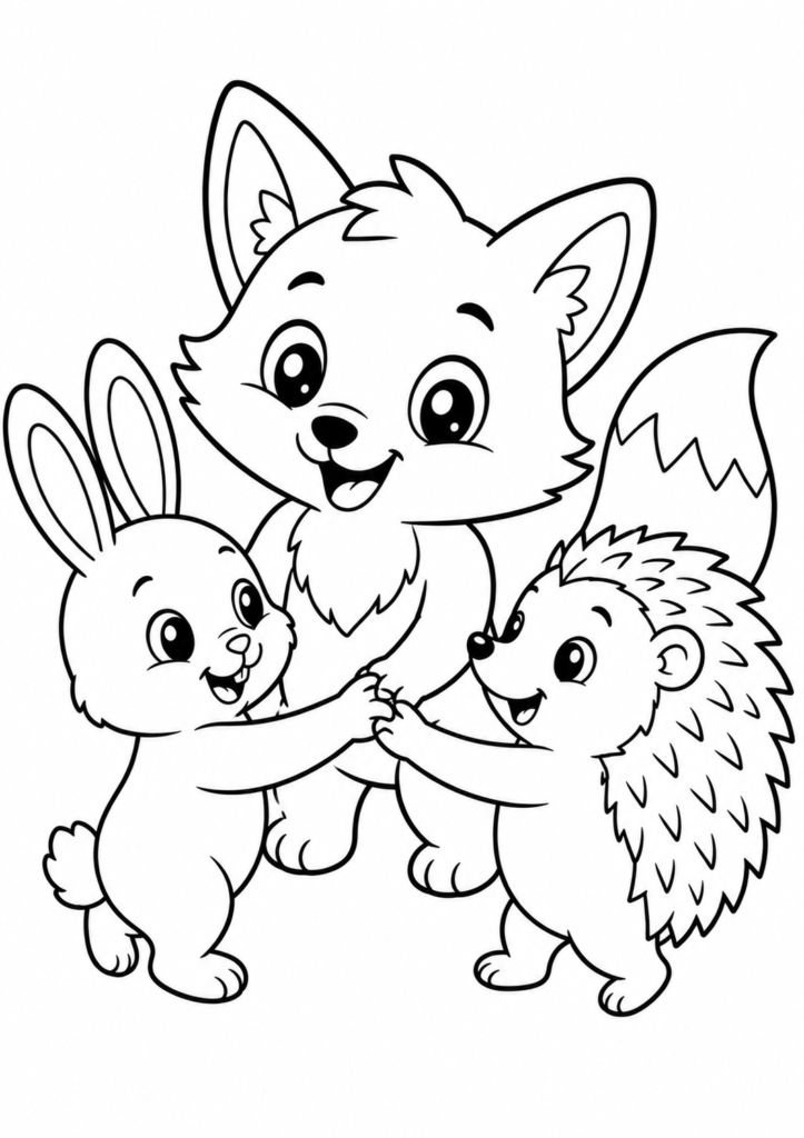 Fuchs mit seinen Freunden Hase und Igel