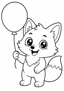 Fröhlicher Fuchs mit einem bunten Ballon