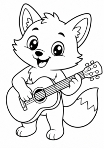 Füchse Ausmalbilder Fuchs spielt Gitarre
