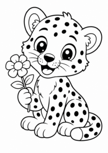 Gepard mit einer Blume
