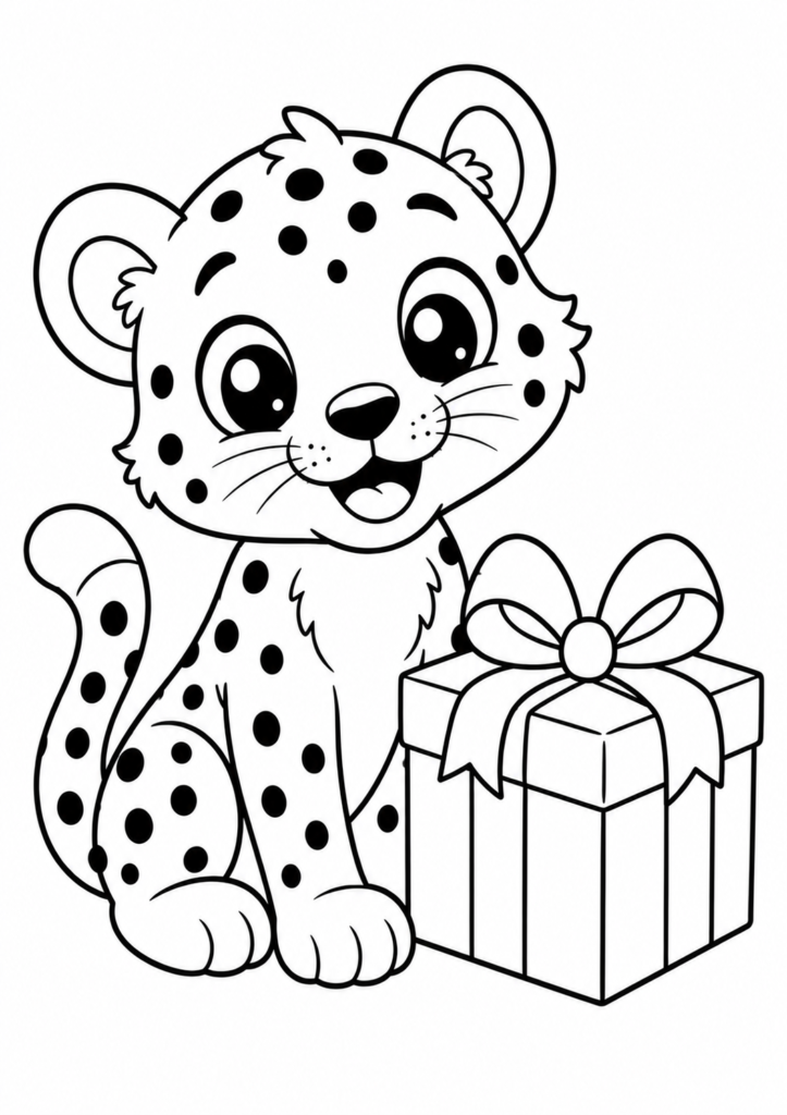 Gepard mit einem Geschenk