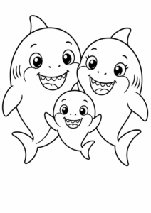 Glückliche Haifamilie lächelt