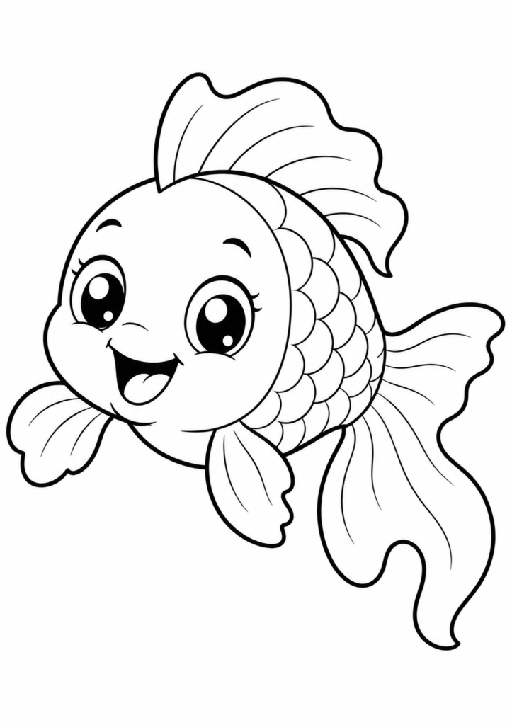 Ein fröhlicher Goldfisch schwimmt