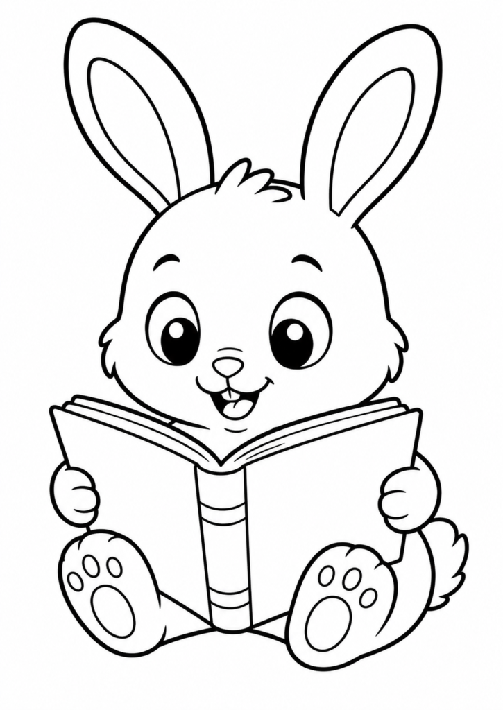 Lesender Hasen mit Buch