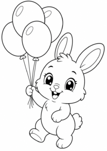 Hasen mit bunten Luftballons