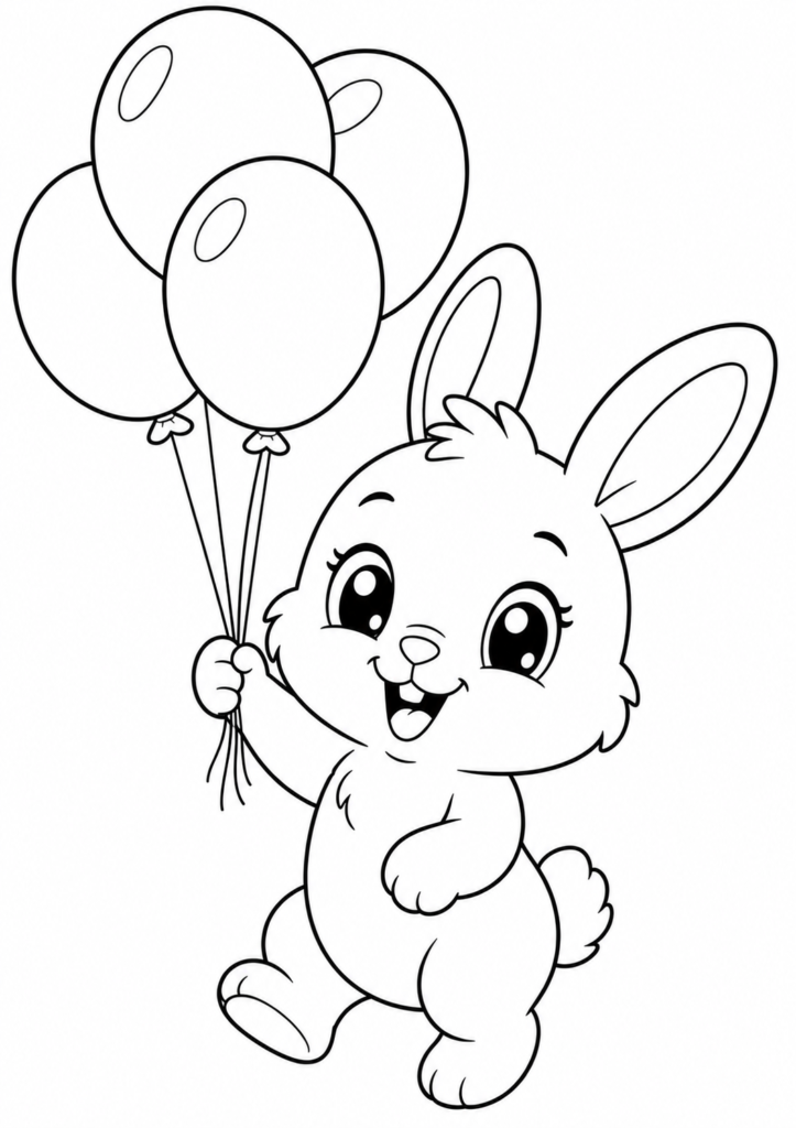 Hasen mit bunten Luftballons