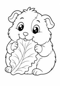 Meerschweinchen knabbert Salatblatt