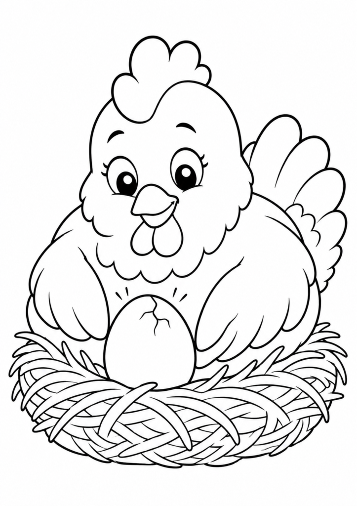 Huhn legt ein Ei