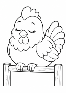 Huhn schläft auf der Hühnerstange