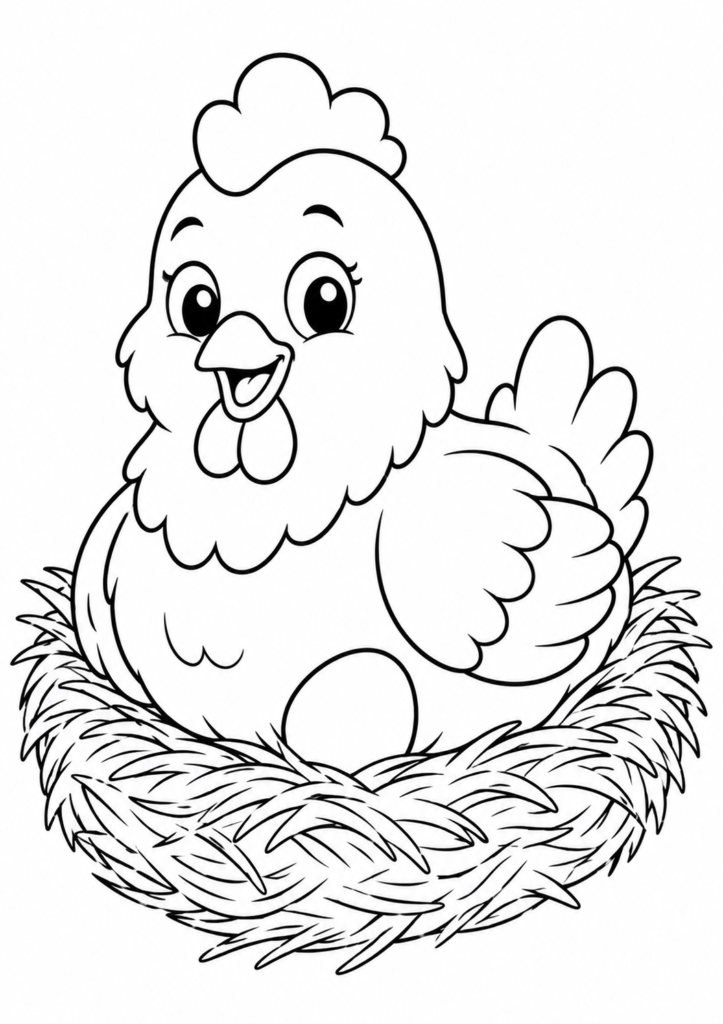 Ein Huhn das gerade ein Ei legt