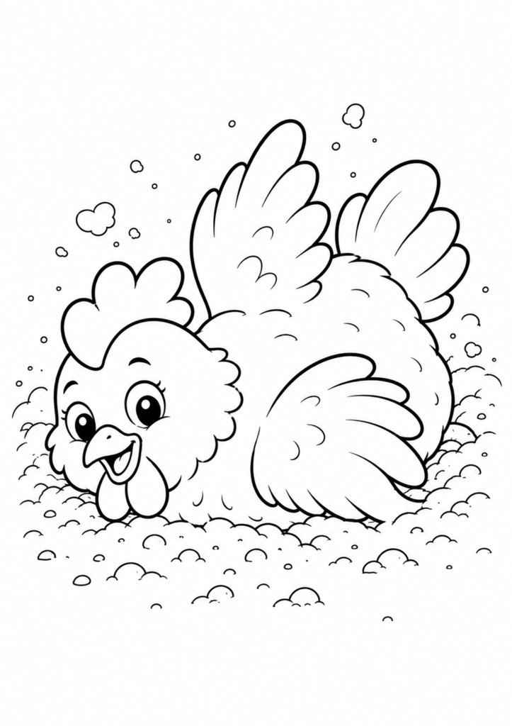 Huhn nimmt ein Sandbad