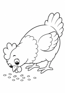 Ein niedliches Huhn das Körner pickt