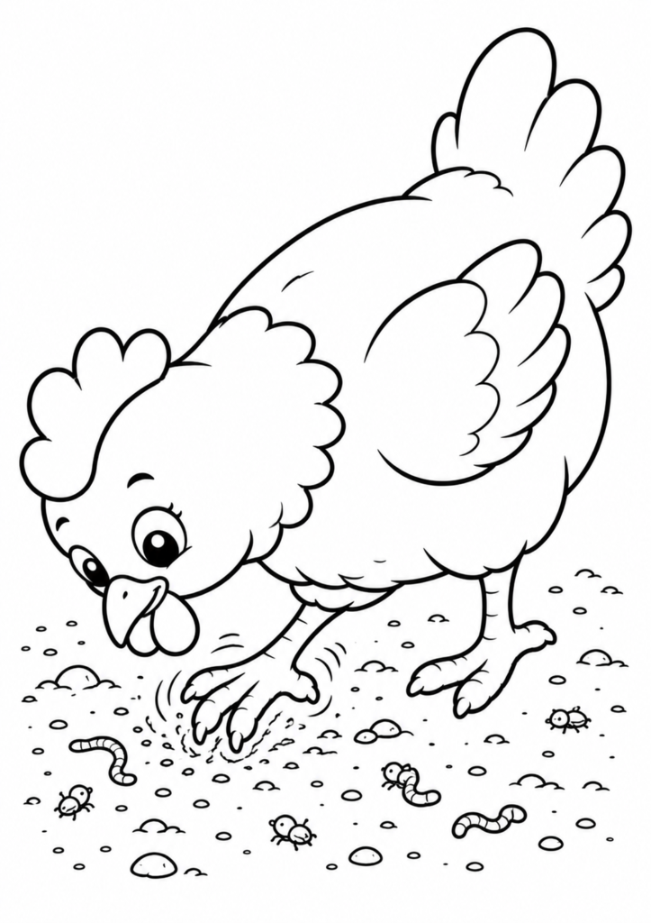 Huhn scharrt im Boden