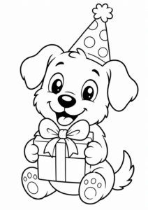 Hund mit Geburtstagsgeschenk